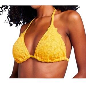 * NWT Shade & Shore Medium (8-10) Yellow Crochet Bikini Triangle Swim Top